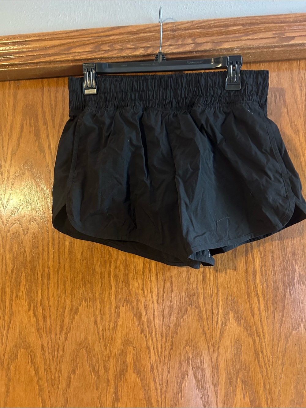 PINK Victoria's Secret Black Athletic Shorts with Smocked Waistband